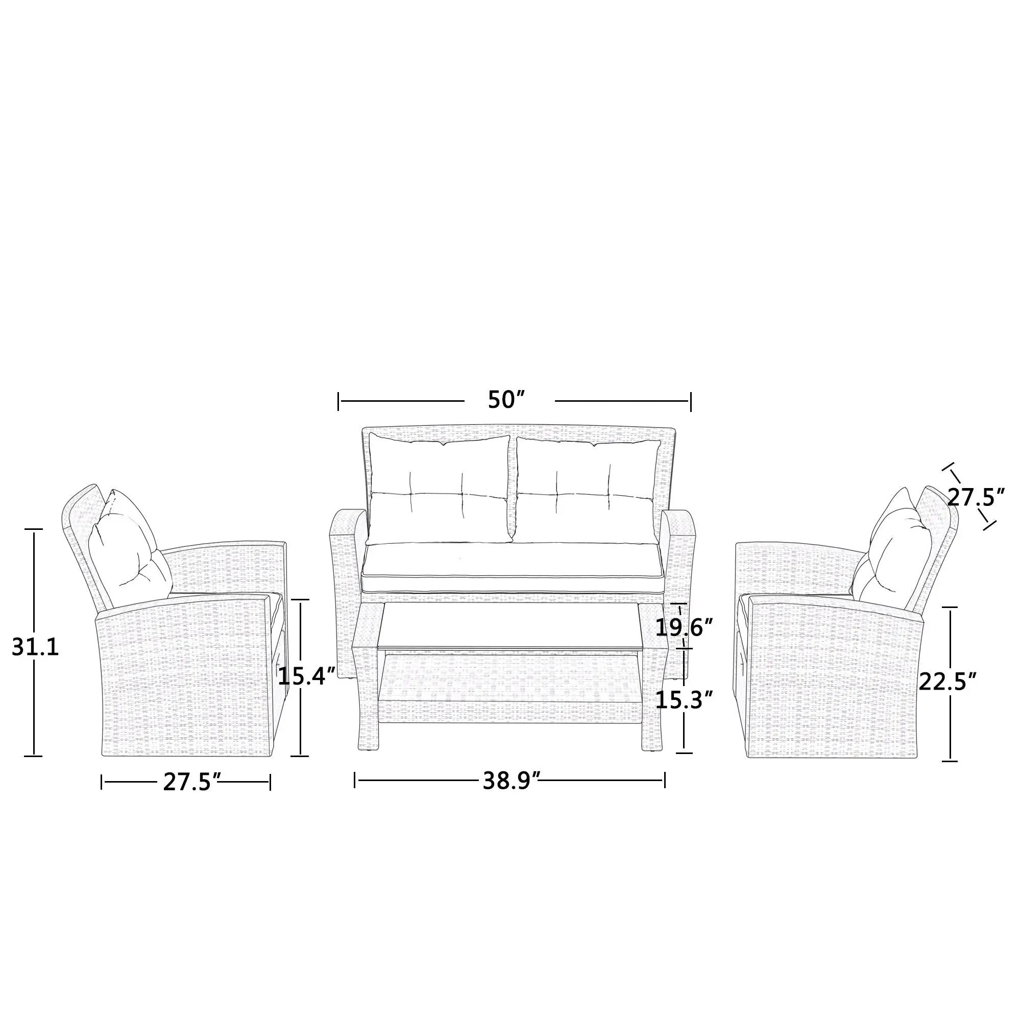 Set Of 4 Piece Outdoor Patio Furniture by BLAKHOM
