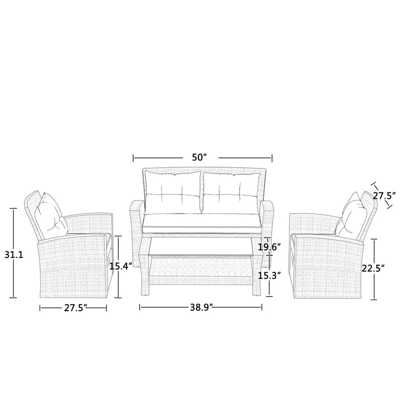 Set Of 4 Piece Outdoor Patio Furniture by BLAKHOM