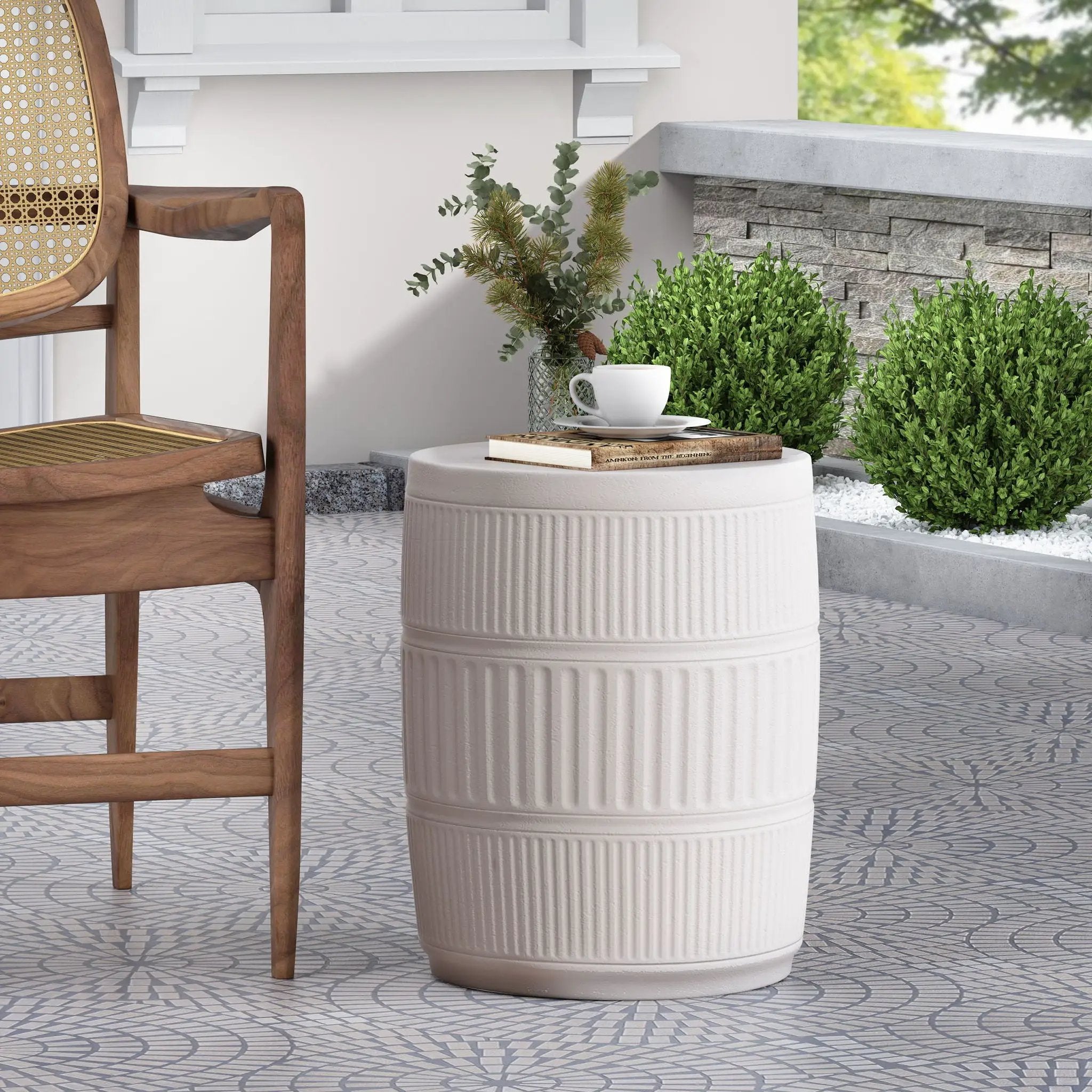 Outdoor Patio End Table - Antique White by HouseOfZazla
