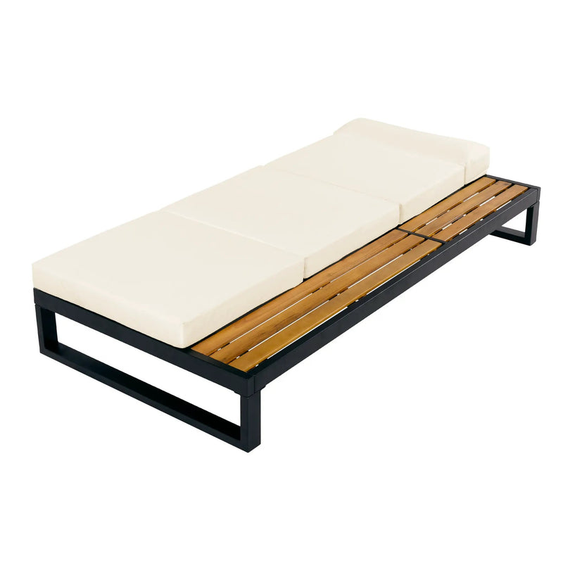 Black Iron & Teak Finish Chaise Lounge Set by HouseOfZazla