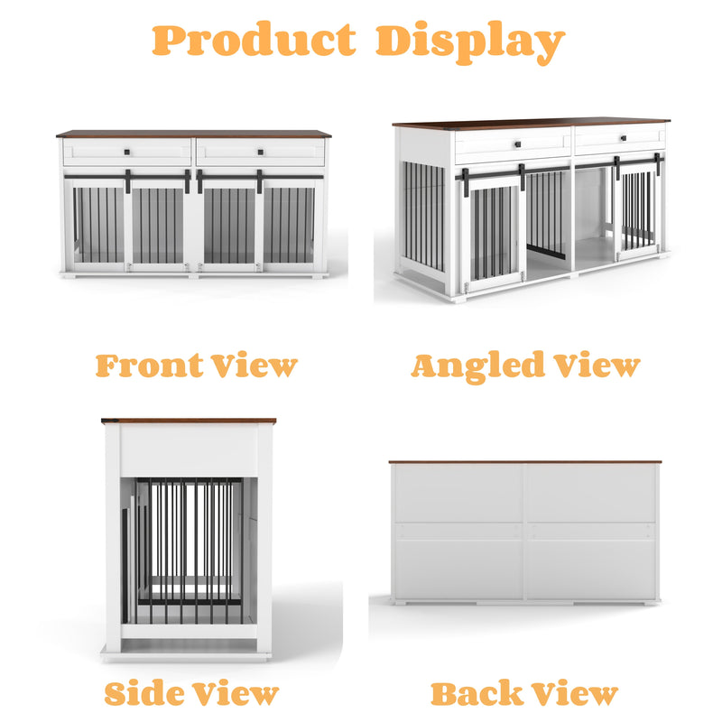 63'' Large Dog Crate Furniture for Double Dog, photo 7 of 10