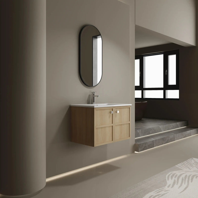 Wall Mounted Bathroom Vanity With Ceramic Sink And 2 Soft Closing Doors by Unique Piece Furniture