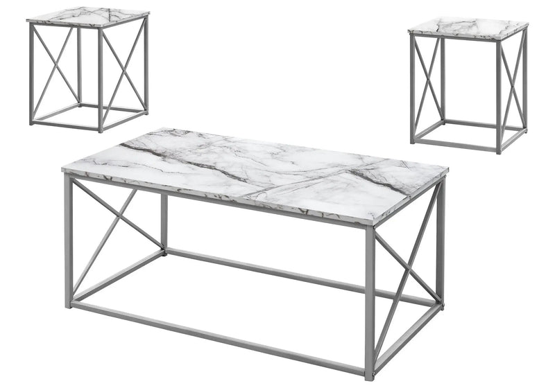 3-Piece Contemporary Living Room Table Set with Marble Look Finish by HouseOfZazla