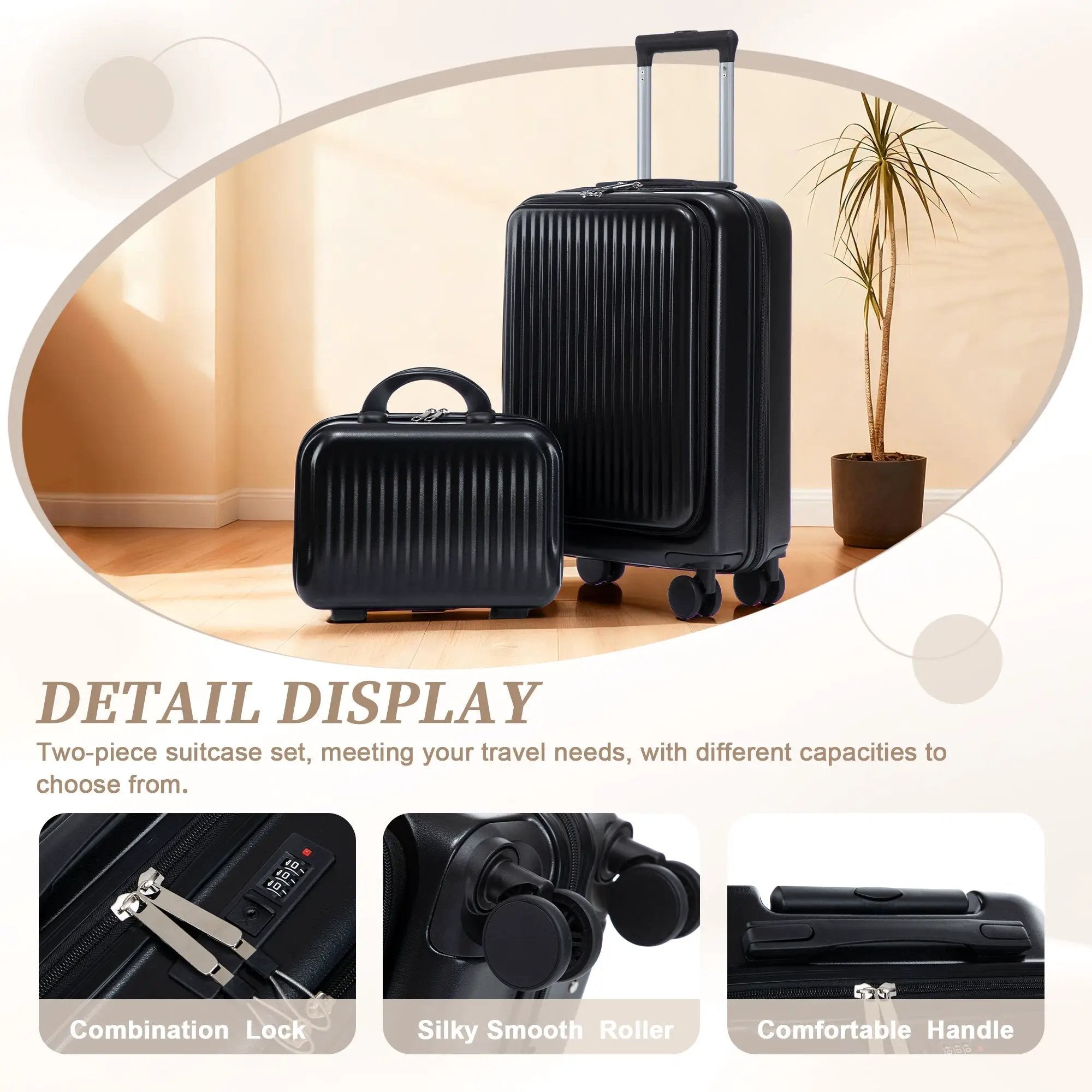 14' & 20' ABS Spinner Wheel Luggage Set with Cosmetic Case by HouseOfZazla