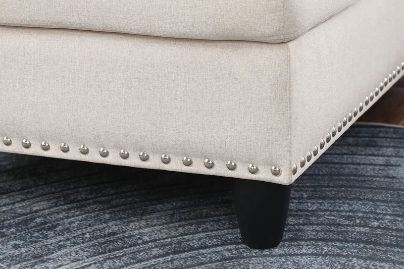 Alger - Wide Left Hand Facing Sofa & Chaise With Ottoman - Beige by Unique Piece Furniture