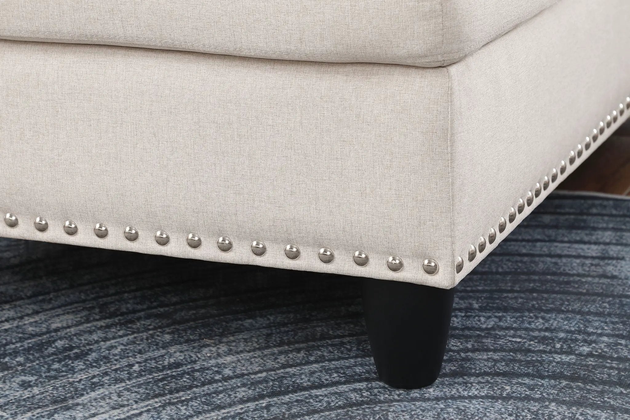 Alger - Wide Left Hand Facing Sofa & Chaise With Ottoman - Beige by HouseOfZazla