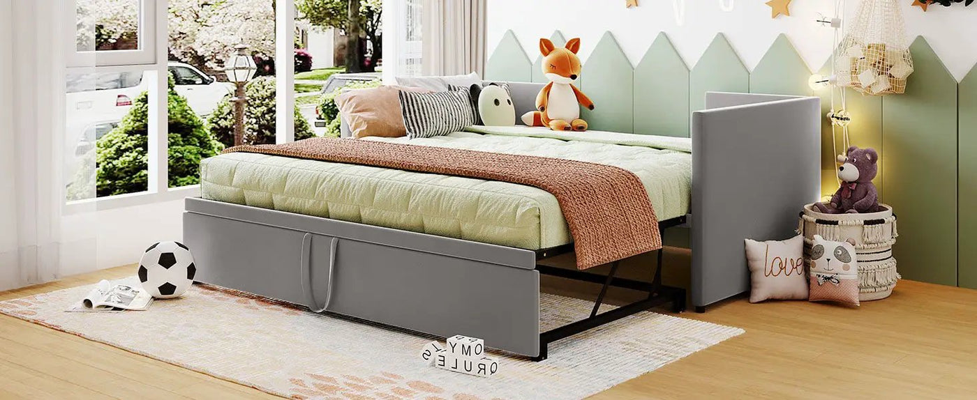 Twin Size Upholstered Daybed With Pop Up Trundle by HouseOfZazla