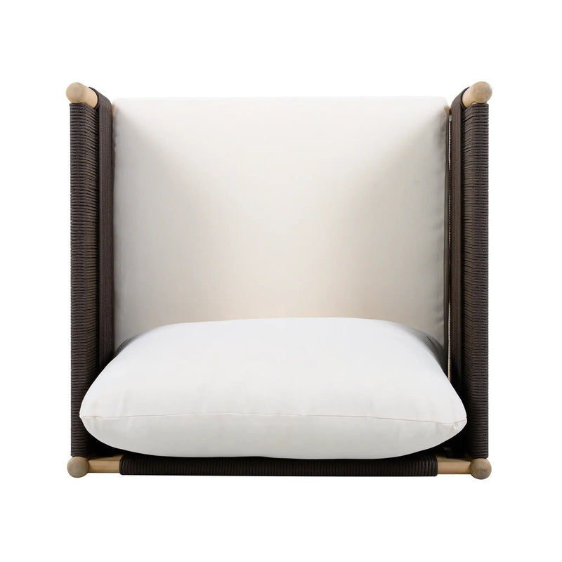 Outdoor Acacia Wood Club Chair with Diamond Rope Weave & Cushions, Light Teak by HouseOfZazla