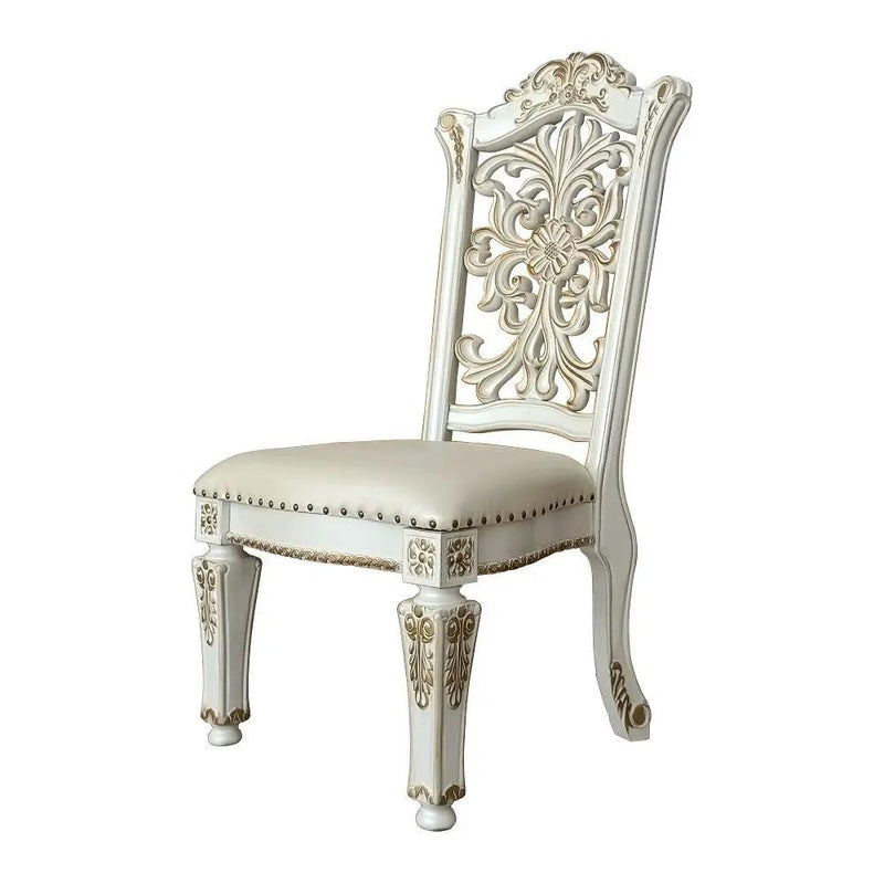 Vendome - 48" Side Chair (Set of 2) - Synthetic Leather & Antique Pearl by Unique Piece Furniture