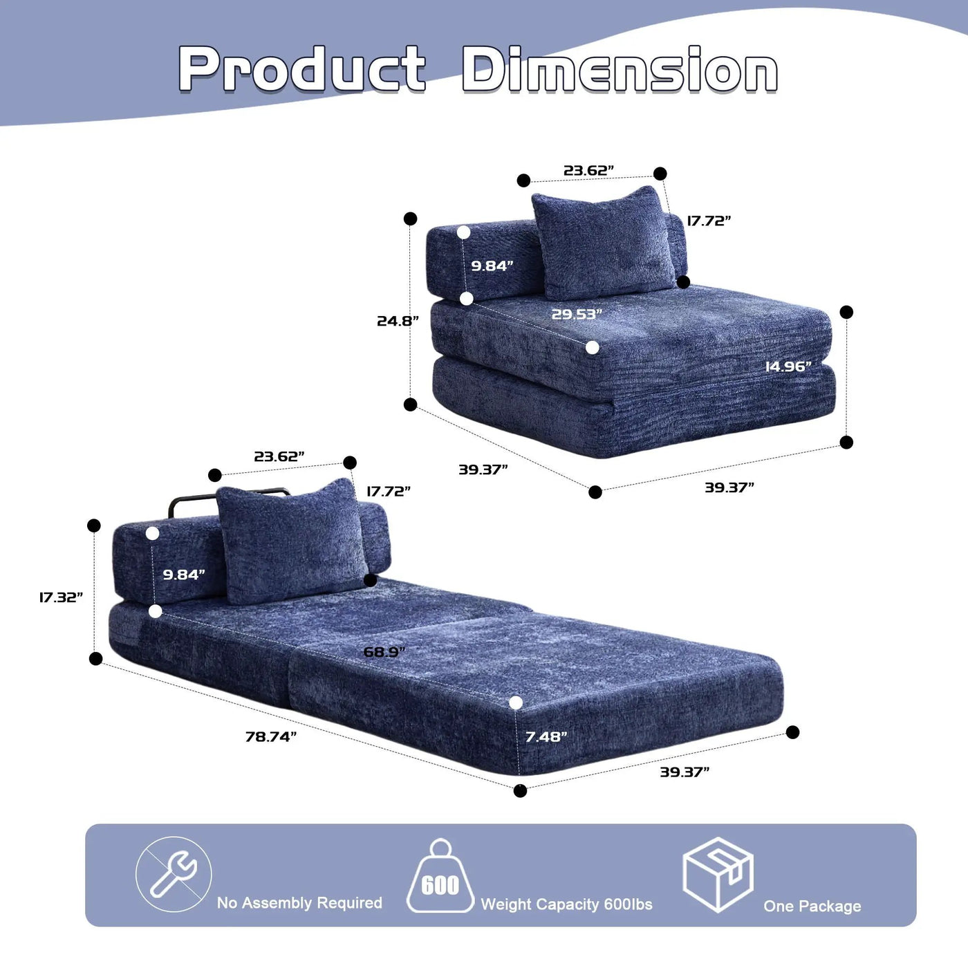 Convertible Floor Sofa Bed With Fixed Shape Frame For Living Room by HouseOfZazla