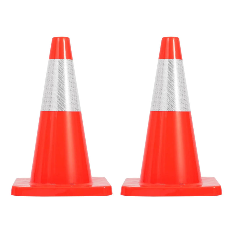 18-Inch Traffic Safety Cones, 2-Pack, PVC Road Cones with Reflective Collar by HouseOfZazla