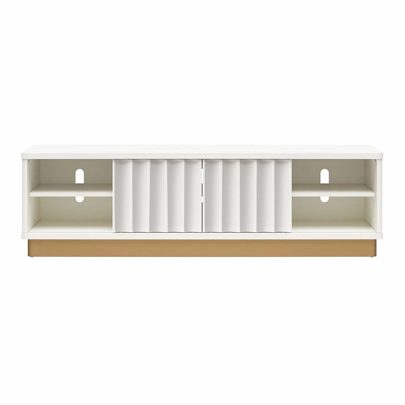 Rene - Scalloped TV Stand For TVs Up To 65" - White by HouseOfZazla