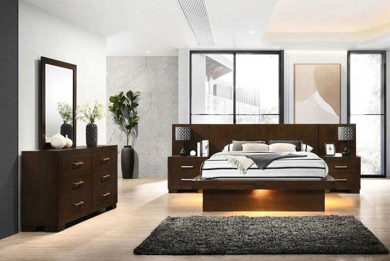 Jessica 5-piece Eastern King LED Bedroom Set Cappuccino by Unique Piece Furniture