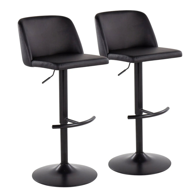 Toriano - Contemporary Adjustable Bar Stool With Rounded T Footrest (Set of 2) by Unique Piece Furniture