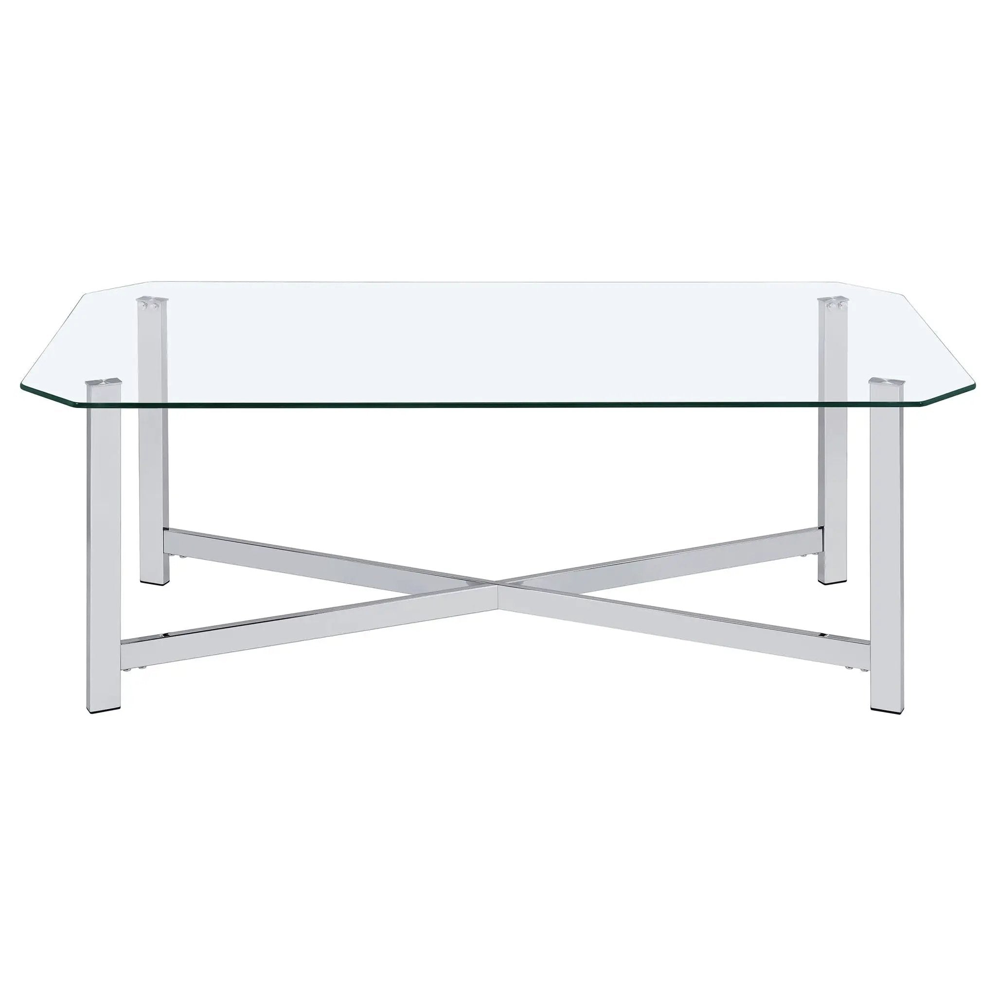 Cronin 3-piece Tempered Glass Top Coffee Table Set Chrome by Unique Piece Furniture