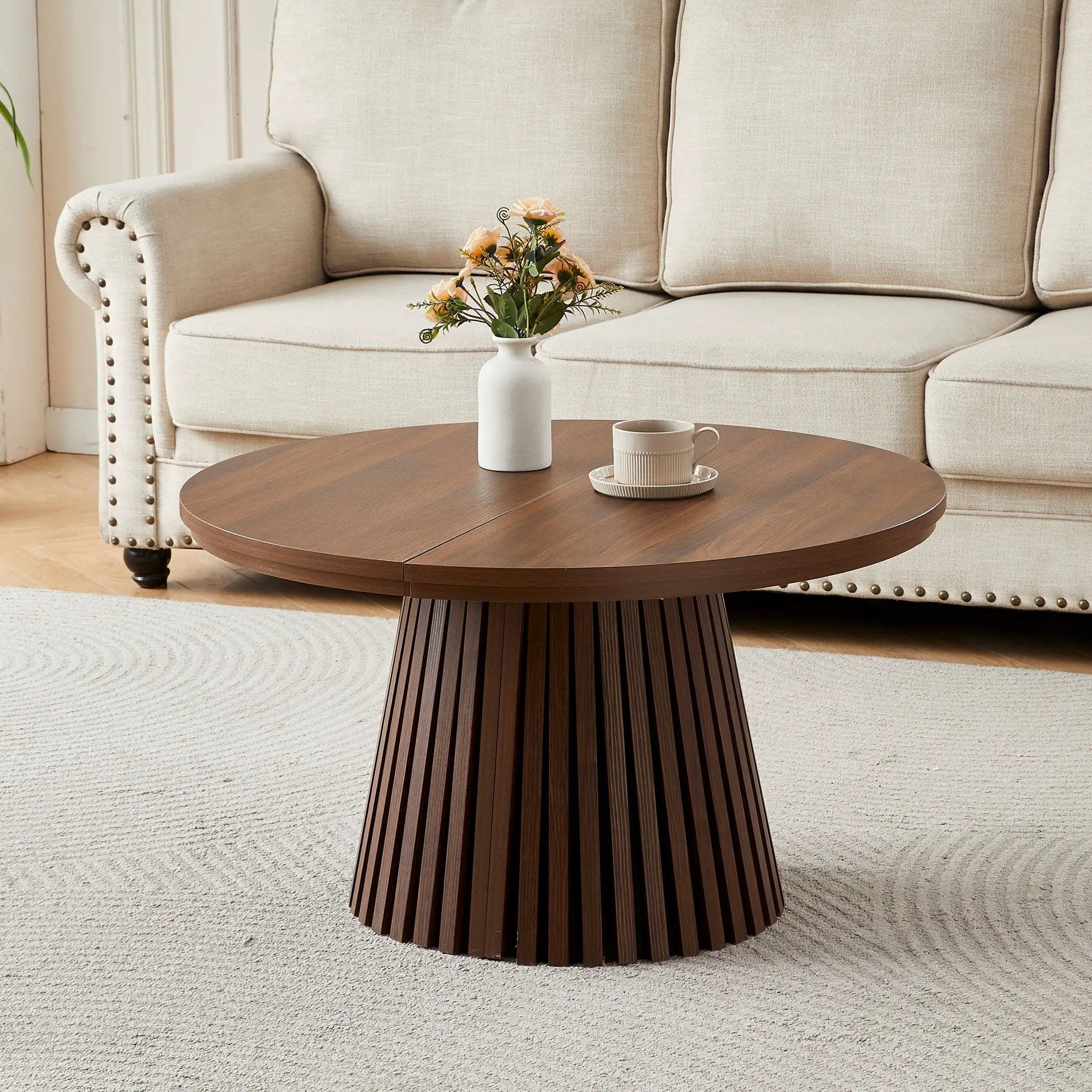 Oval Coffee Table For Living Room - Walnut by Unique Piece Furniture