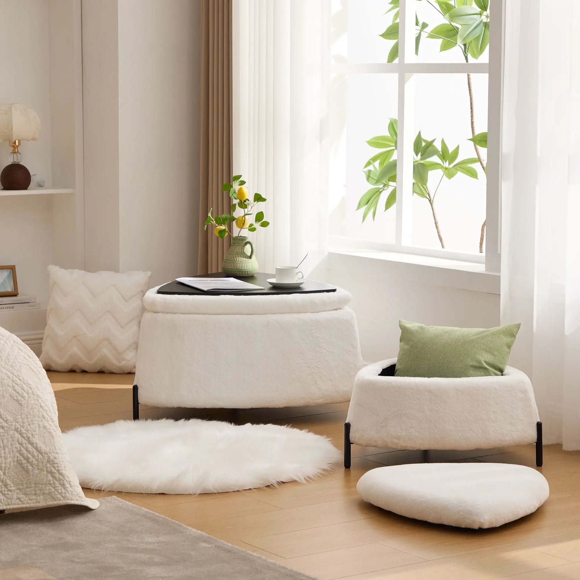 Upholstered Storage Ottoman Set With Reversible Lid by Unique Piece Furniture