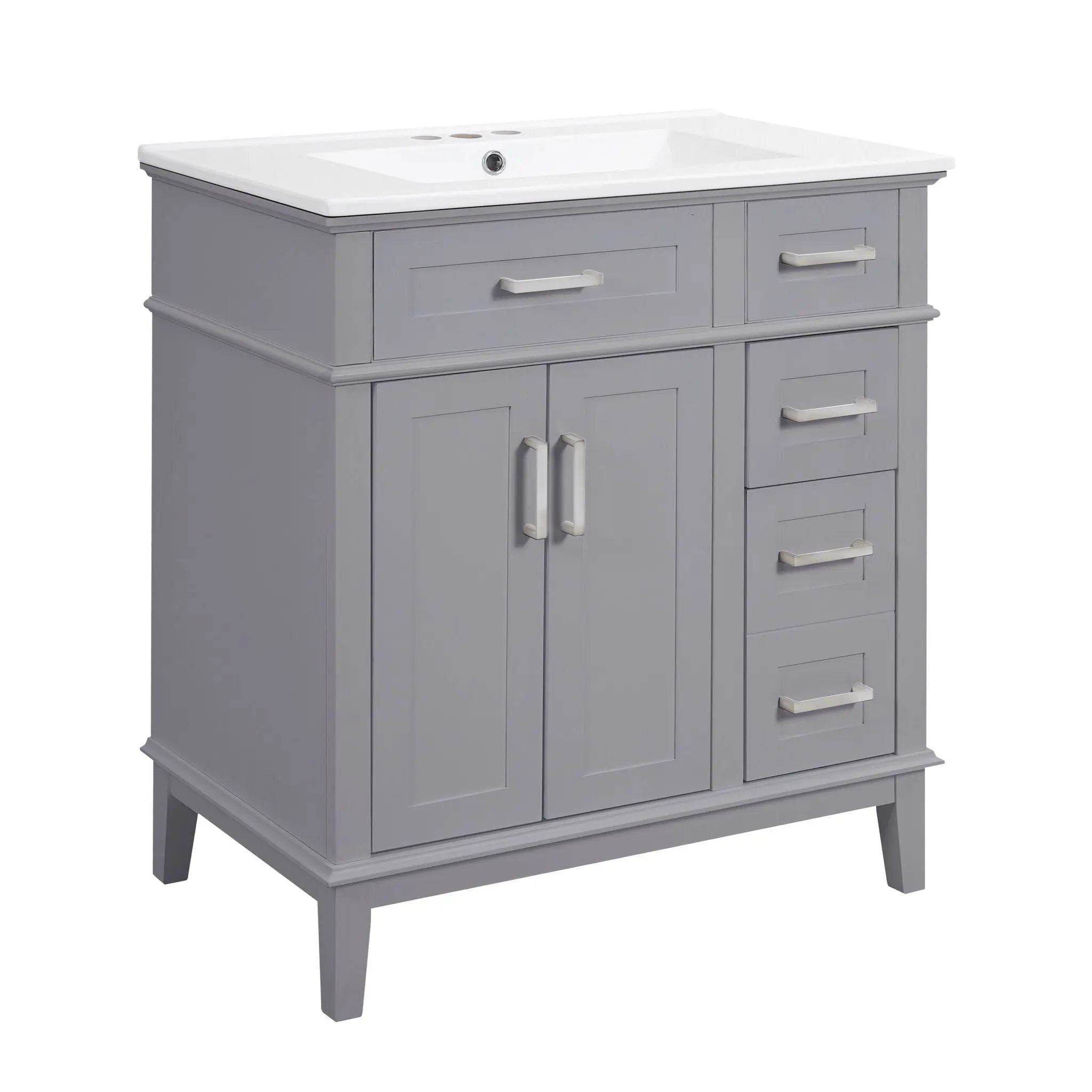 Modern Bathroom Vanity With Sink, Storage Cabinet, Soft Close Doors, Deep & Standard Drawers