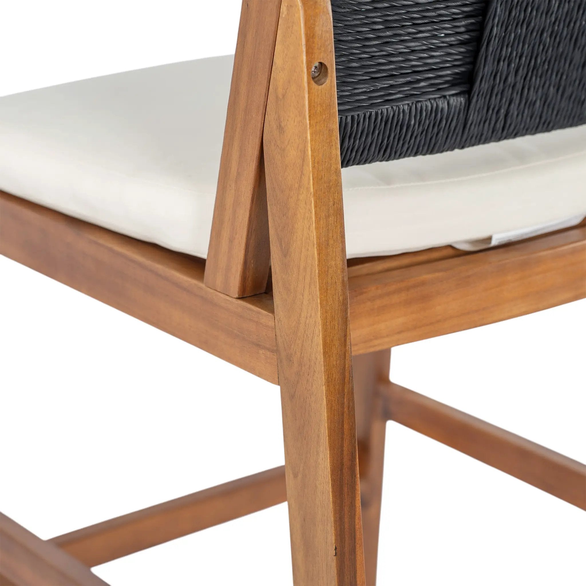 4 Pieces Arly Black Outdoor Bar Stool Solid Acacia Wood and Woven Wicker by HouseOfZazla