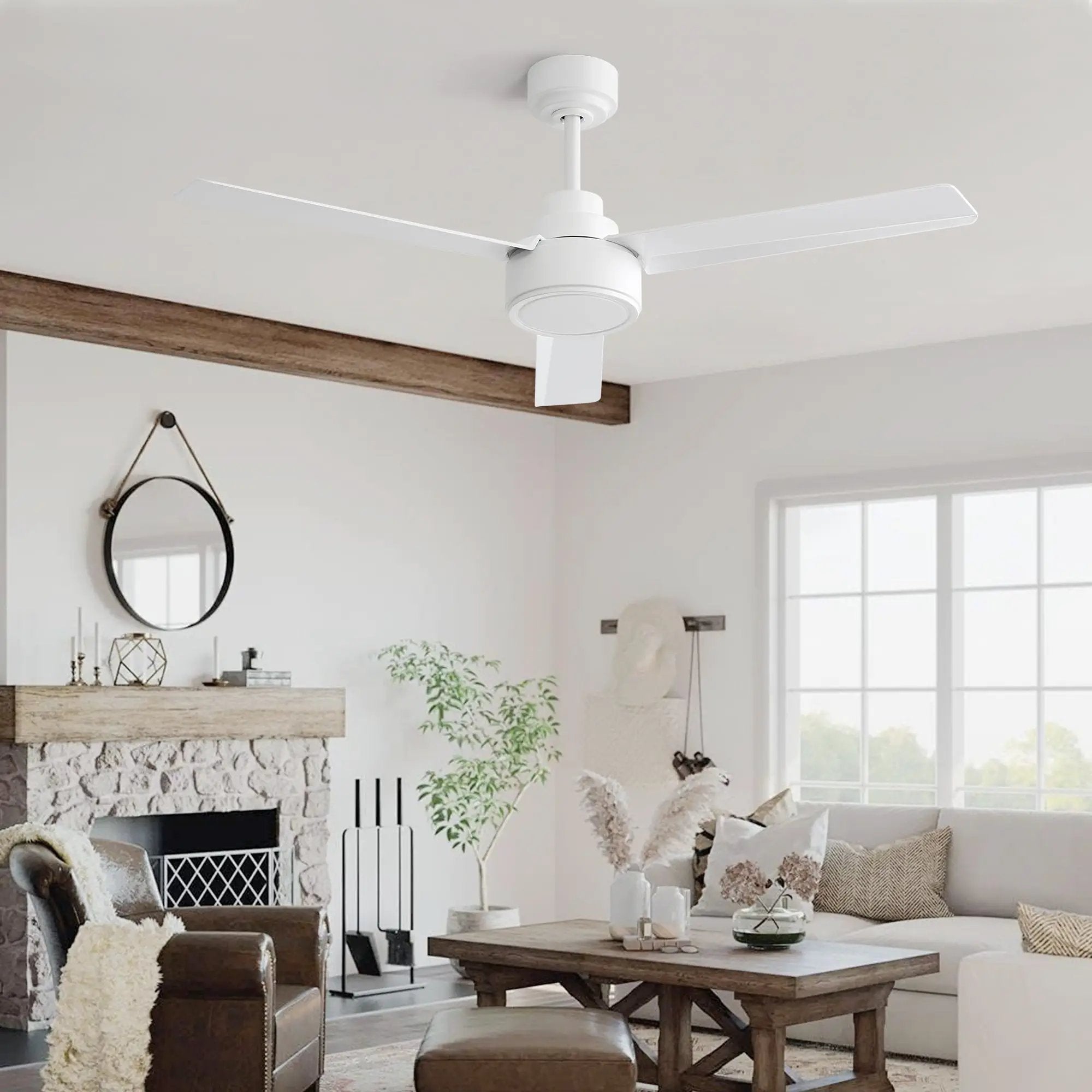 52" Ceiling Fan Without Light with Remote Control and Reversible DC Motor by HouseOfZazla