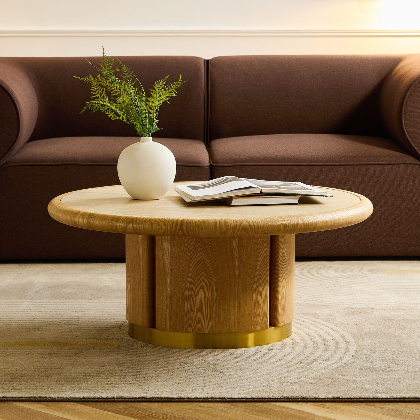 Round Coffee Table with Sturdy MDF Pedestal by HouseOfZazla