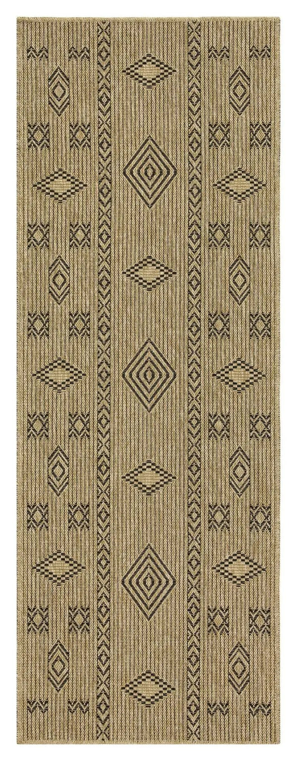 Earth - 2'7" X 7'3" Indoor, Outdoor Area Rug - Jute / Black
