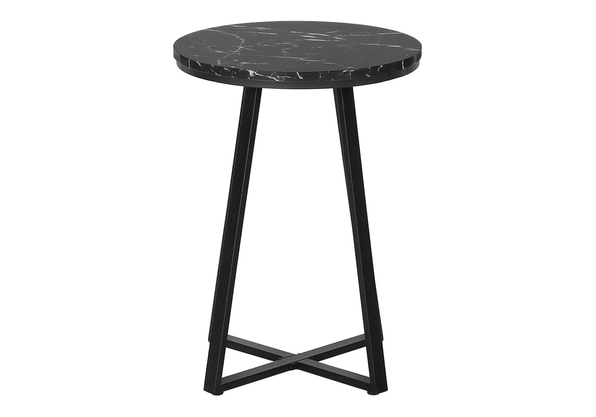 Accent Table, Side, Round Marble Look Contemporary & Modern - Black by Unique Piece Furniture