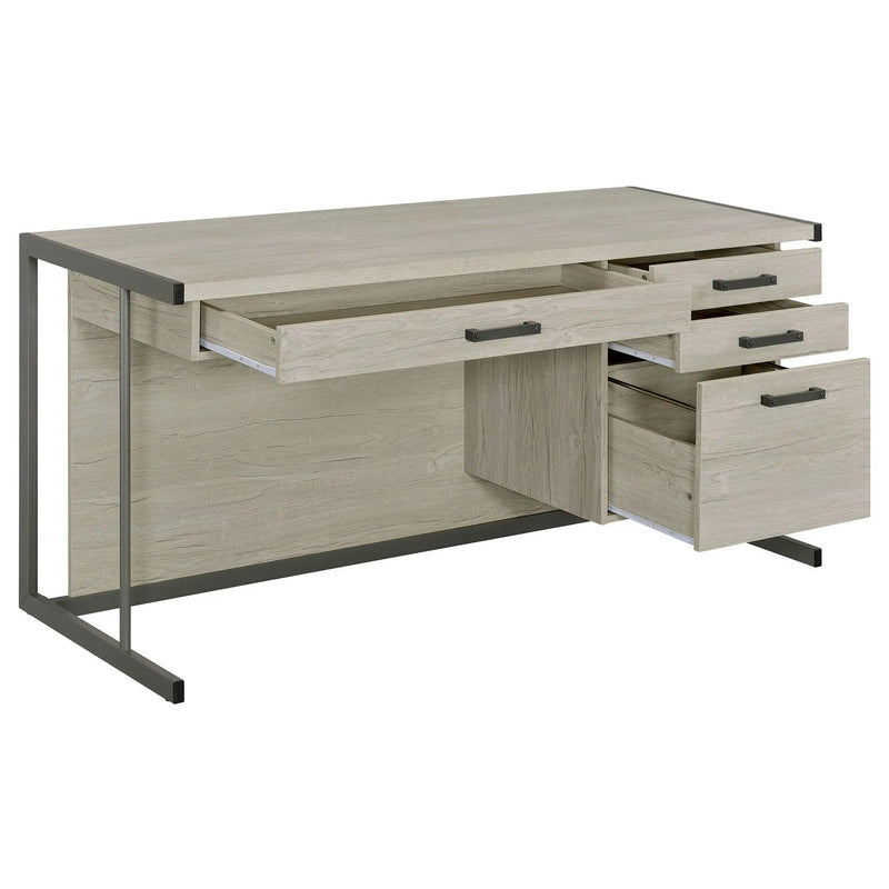 Loomis 60-inch 4-drawer Computer Desk Whitewashed Grey by Unique Piece Furniture