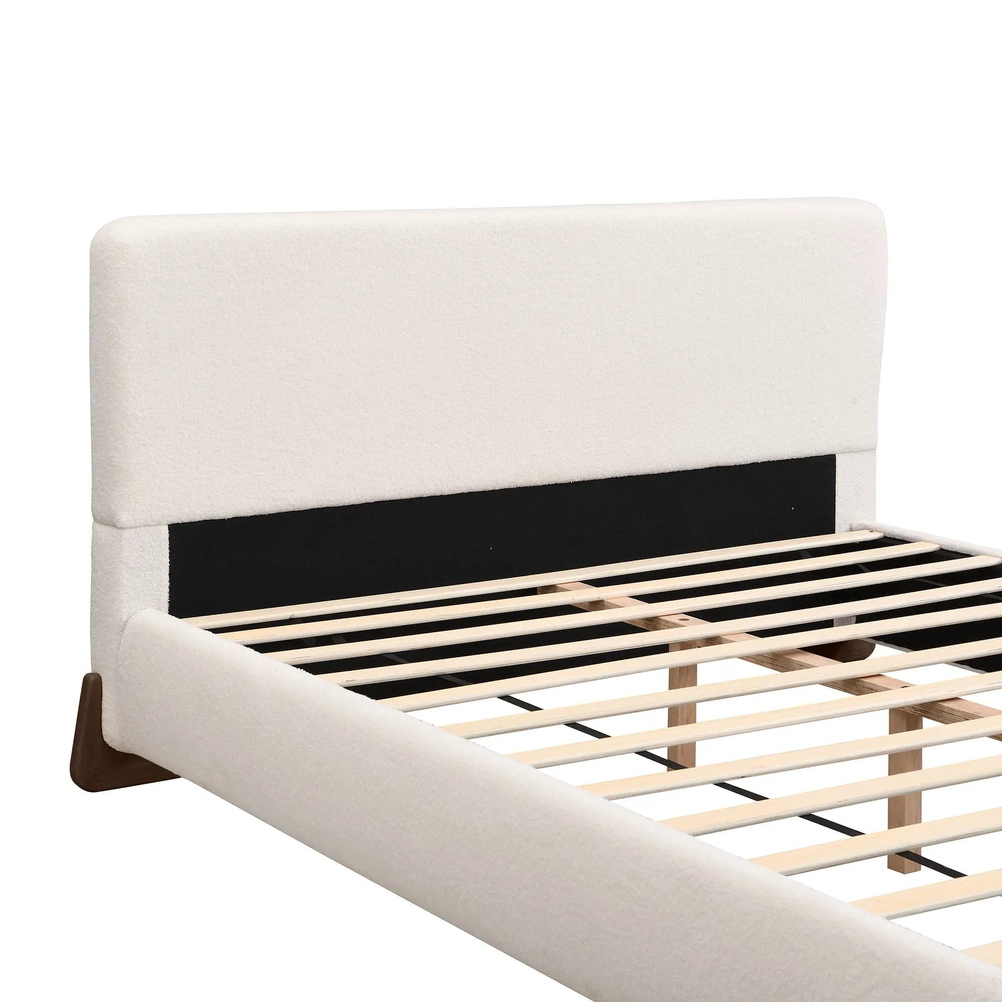 Queen Size Elegant Terry Upholstered Bed - White by HouseOfZazla