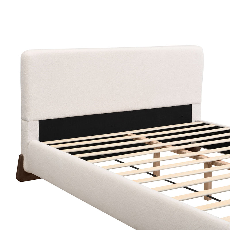 Queen Size Elegant Terry Upholstered Bed - White by HouseOfZazla