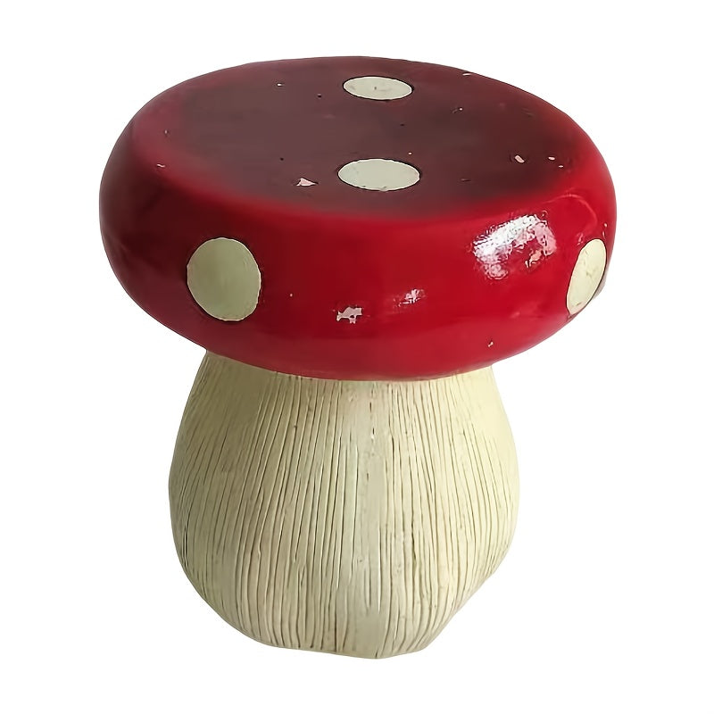 13.8" Oversized Mushroom Statue Stool with Forest Base by HouseOfZazla