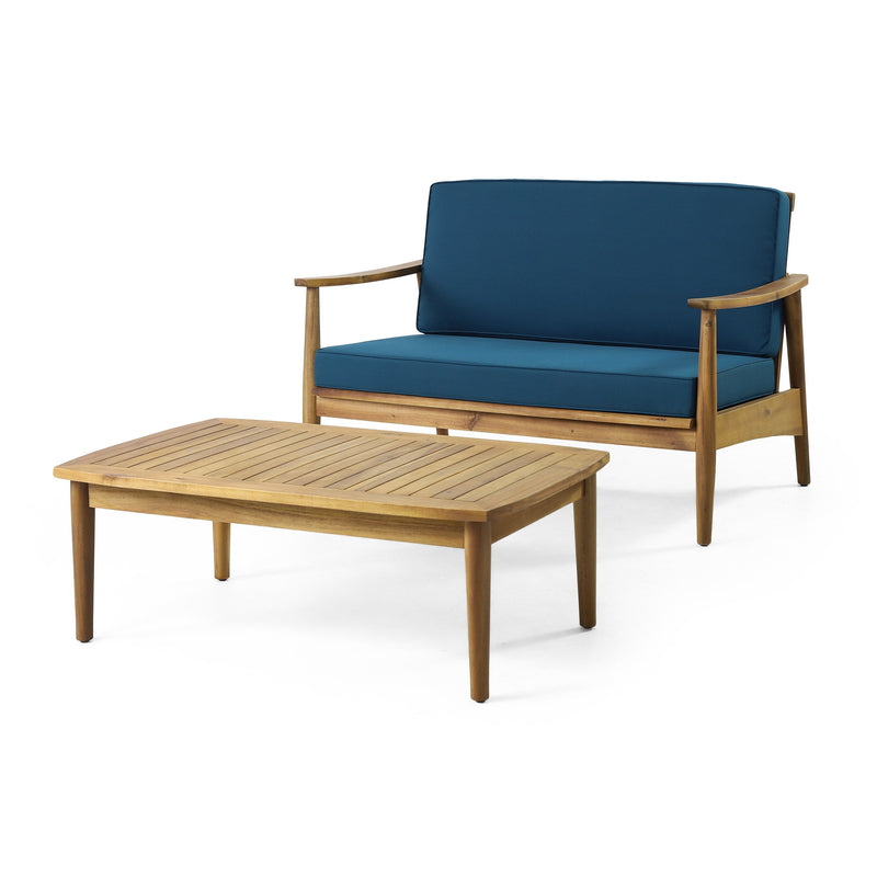 Willowbrook Teak Brown 4-Piece Wood Outdoor Patio Conversation Seating Set by HouseOfZazla