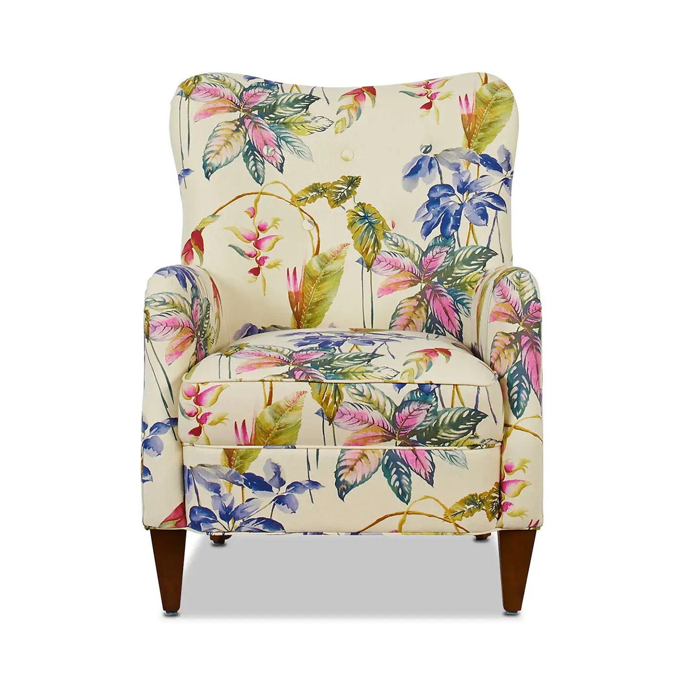 Paradise Upholstered Arm Chair, Off-White/Floral Printed On Cotton by HouseOfZazla