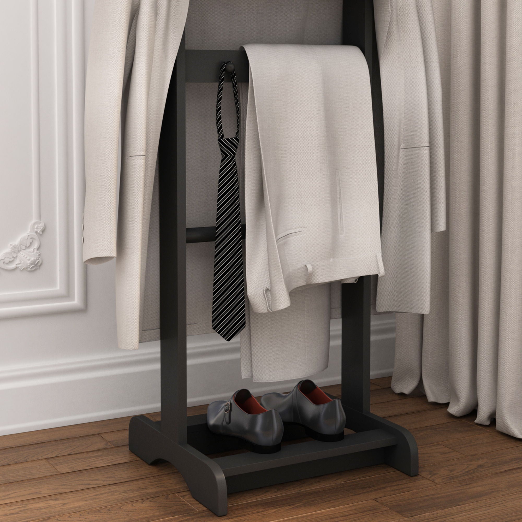 Accent Portable Garment Rack, Clothes Valet Stand With Storage Organizer by HouseOfZazla