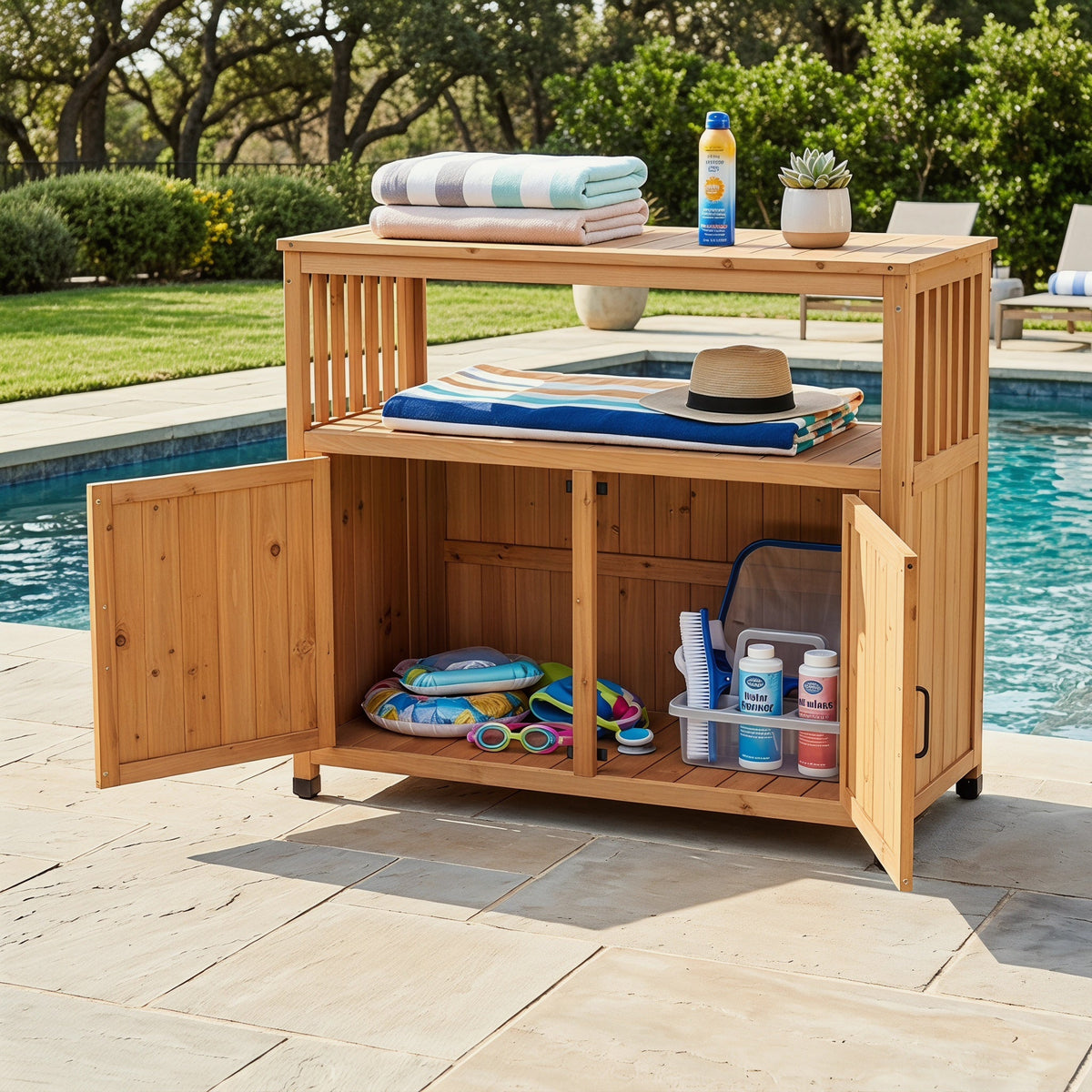 Wooden Patio Bar Table Set with Storage by HouseOfZazla