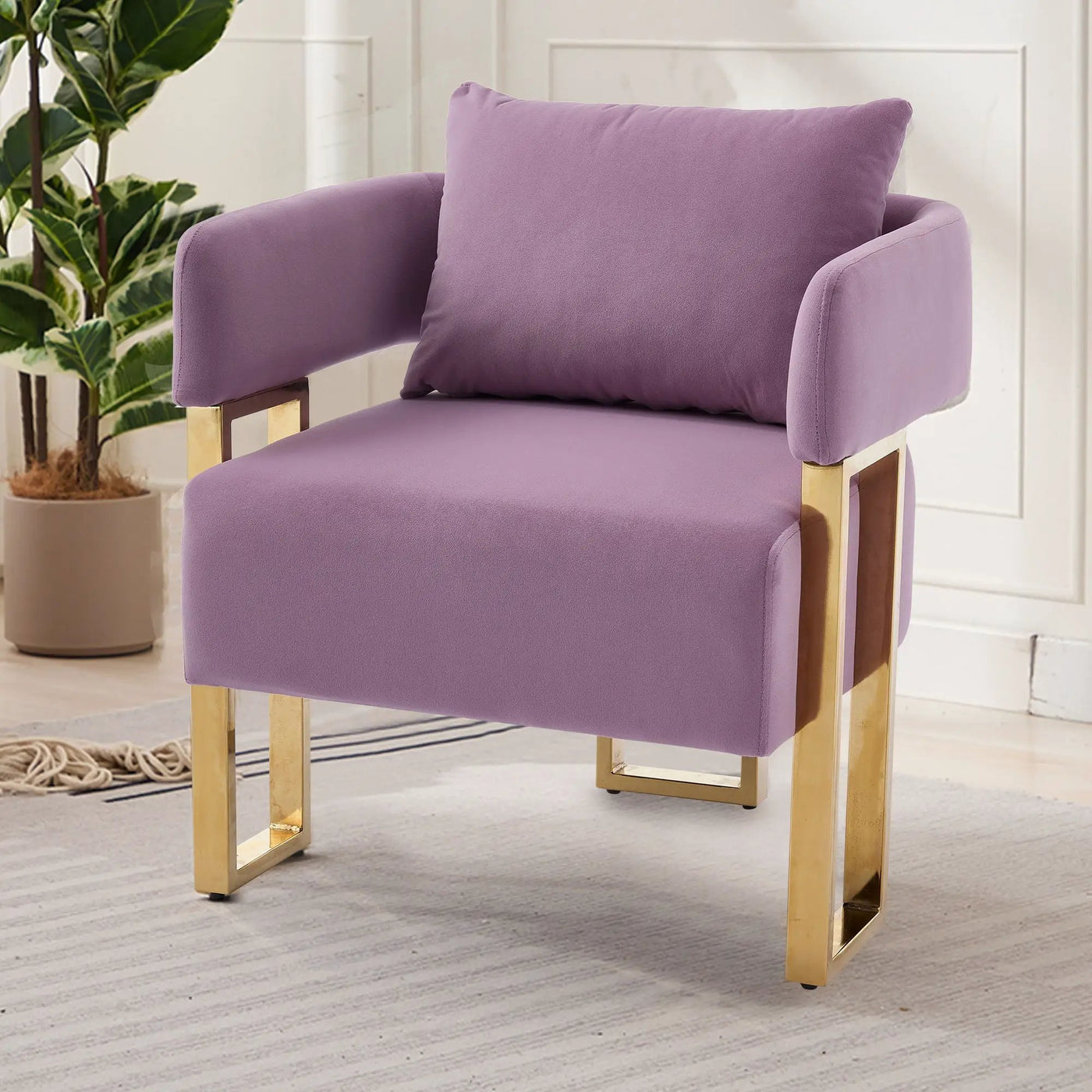Modern Decorative Chair Teddy Fleece Upholstered And Metal Foot by Unique Piece Furniture