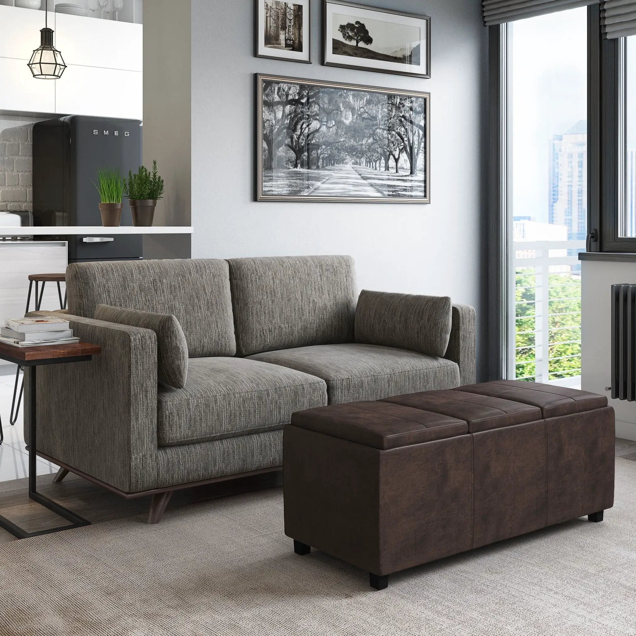 Avalon - Storage Ottoman - Distressed Brown by Unique Piece Furniture