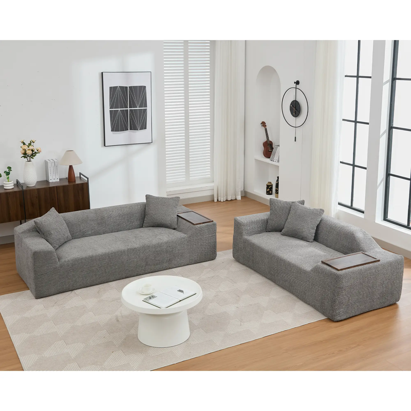Modern 2 Piece Boucle Cloud Sofa Set by HouseOfZazla