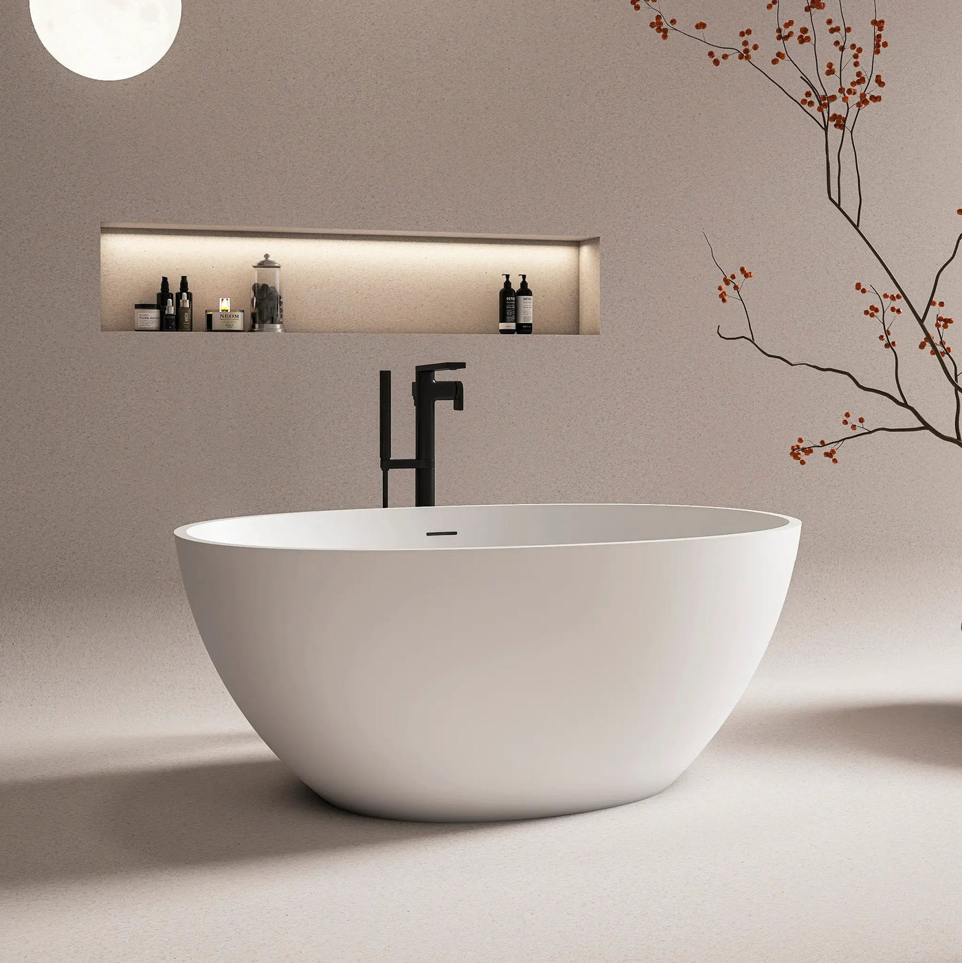 55 Inch Freestanding Solid Surface Soaking Bathtub by HouseOfZazla