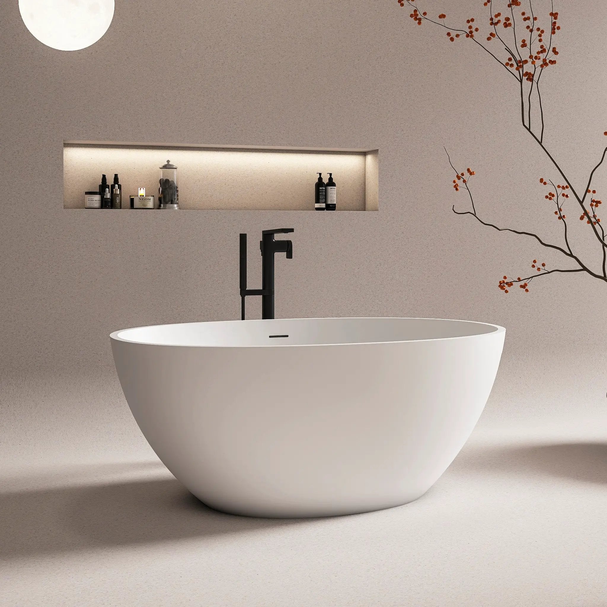 55 Inch Freestanding Solid Surface Soaking Bathtub by HouseOfZazla