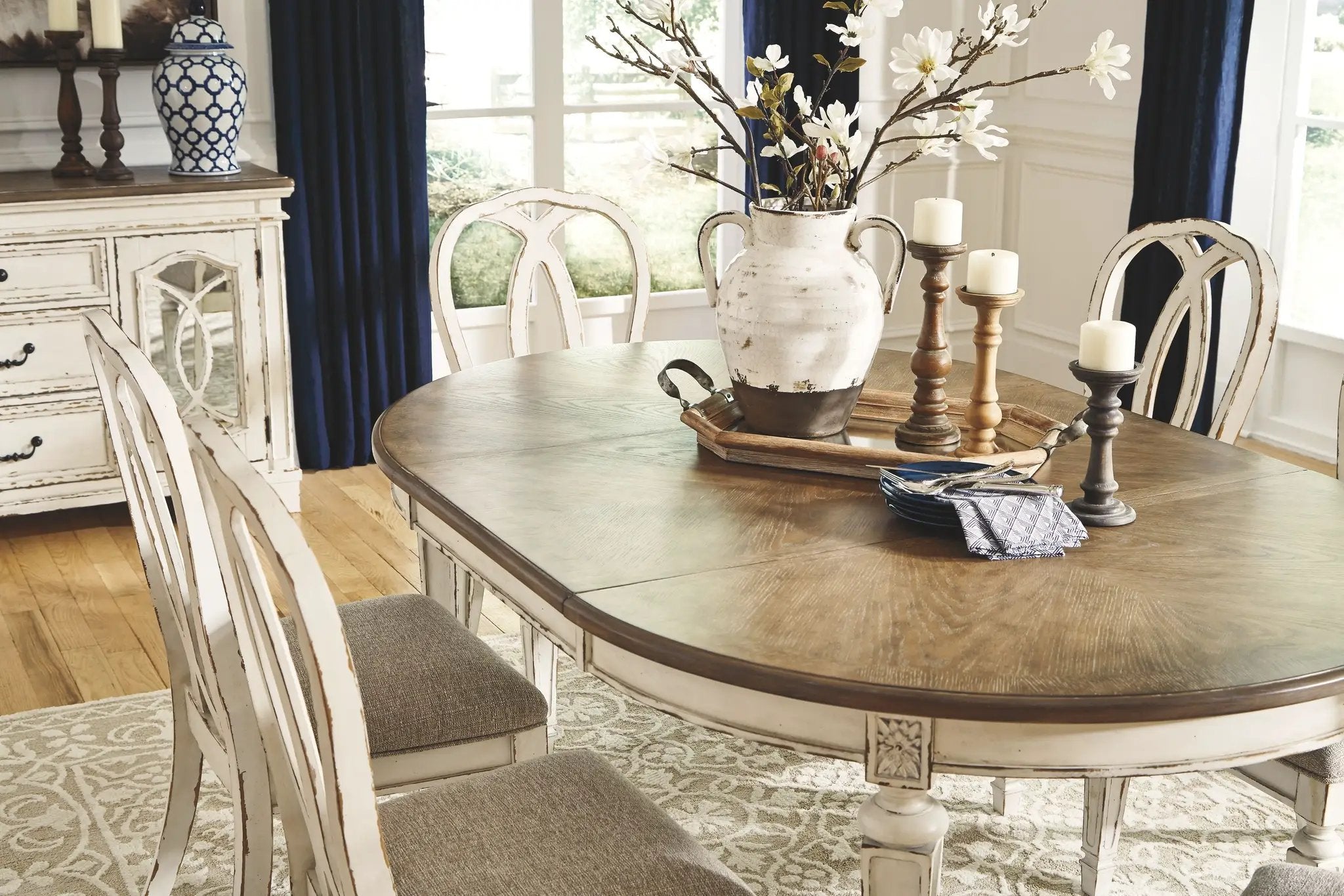 Realyn - Oval Dining Room Extension Table - Chipped White by Unique Piece Furniture