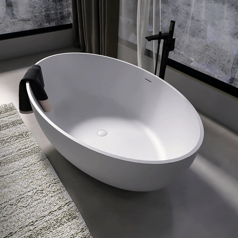 67 Inch Freestanding Solid Surface Soaking Bathtub by HouseOfZazla
