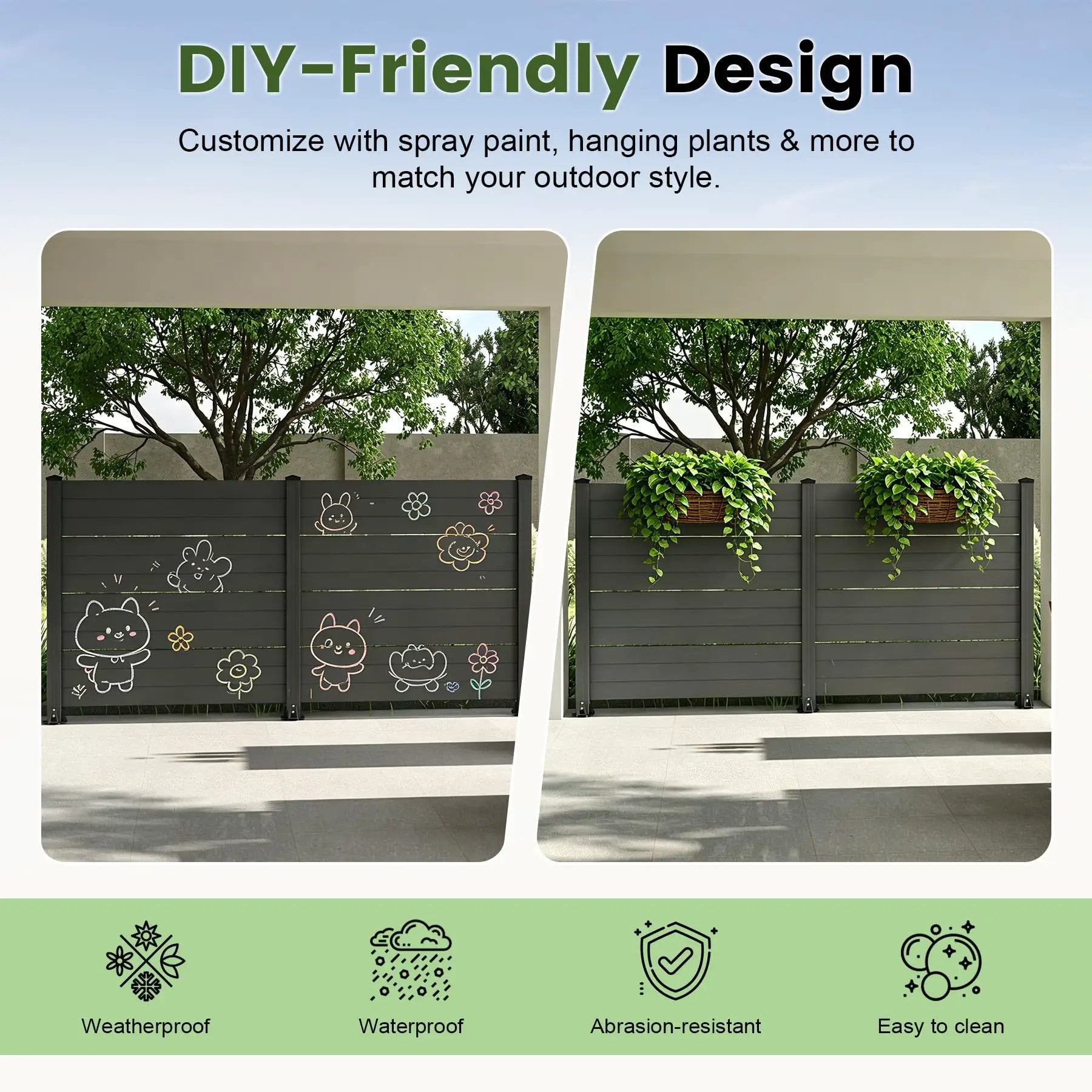 50" W x 49" H Outdoor Privacy Screen, Air Conditioner Fence, All-Weather Vinyl Privacy Fence Screens with Aluminum by HouseOfZazla