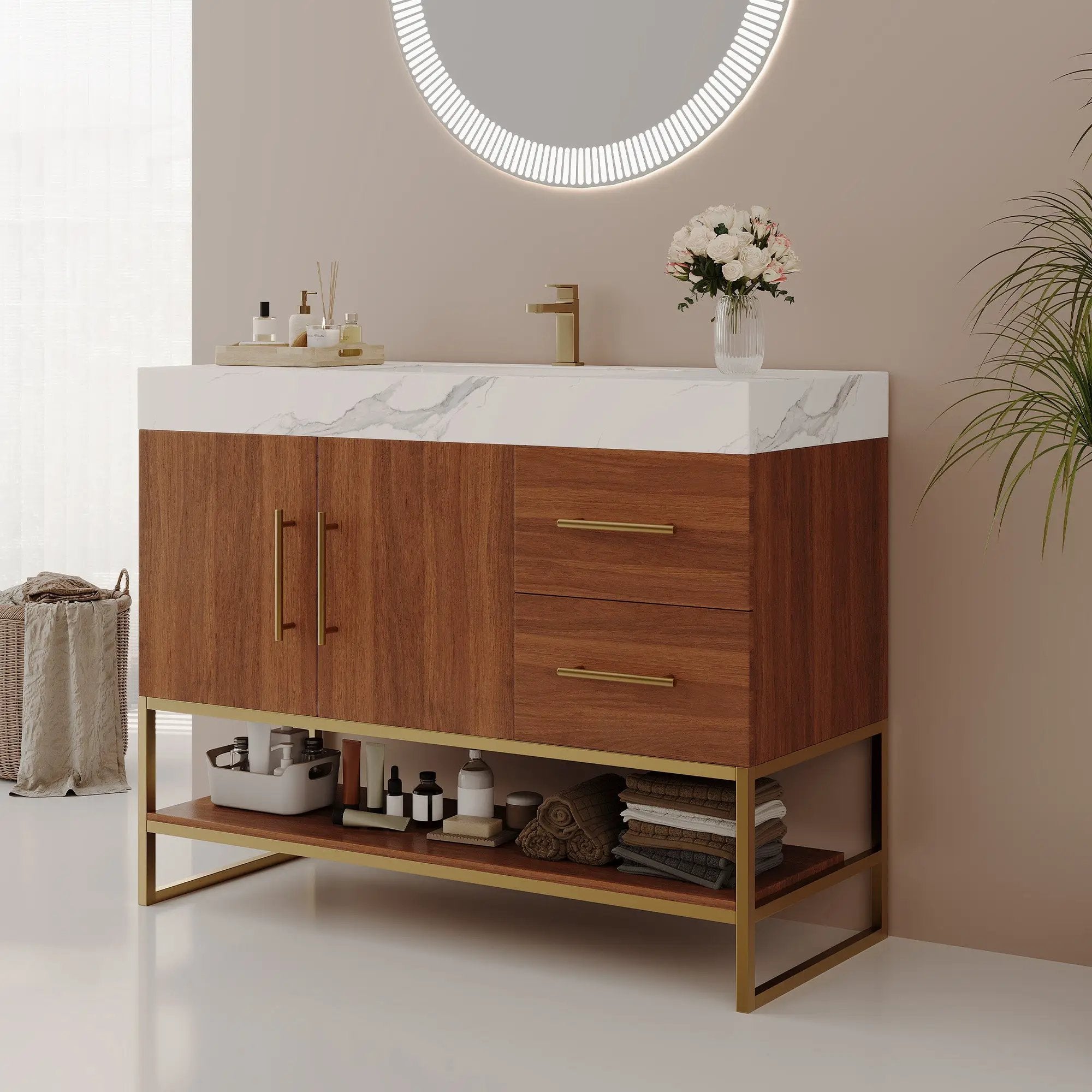 36" Modern Free-Standing Bathroom Vanity with Seamless Ceramic Sink by HouseOfZazla