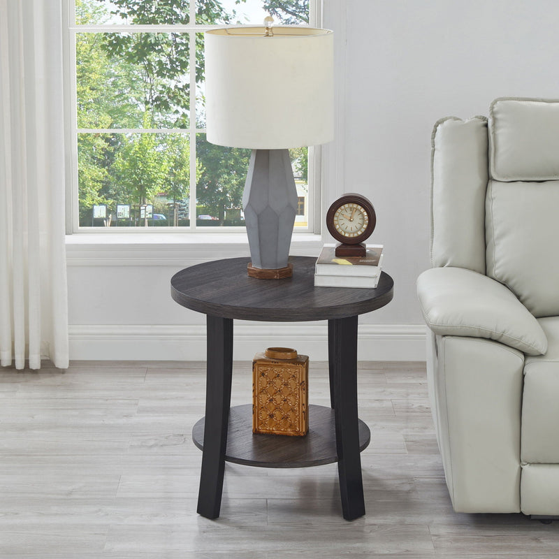 Anze - 3 Piece Coffee Table Set Contemporary Oval Wood Shelf - Charcoal by HouseOfZazla