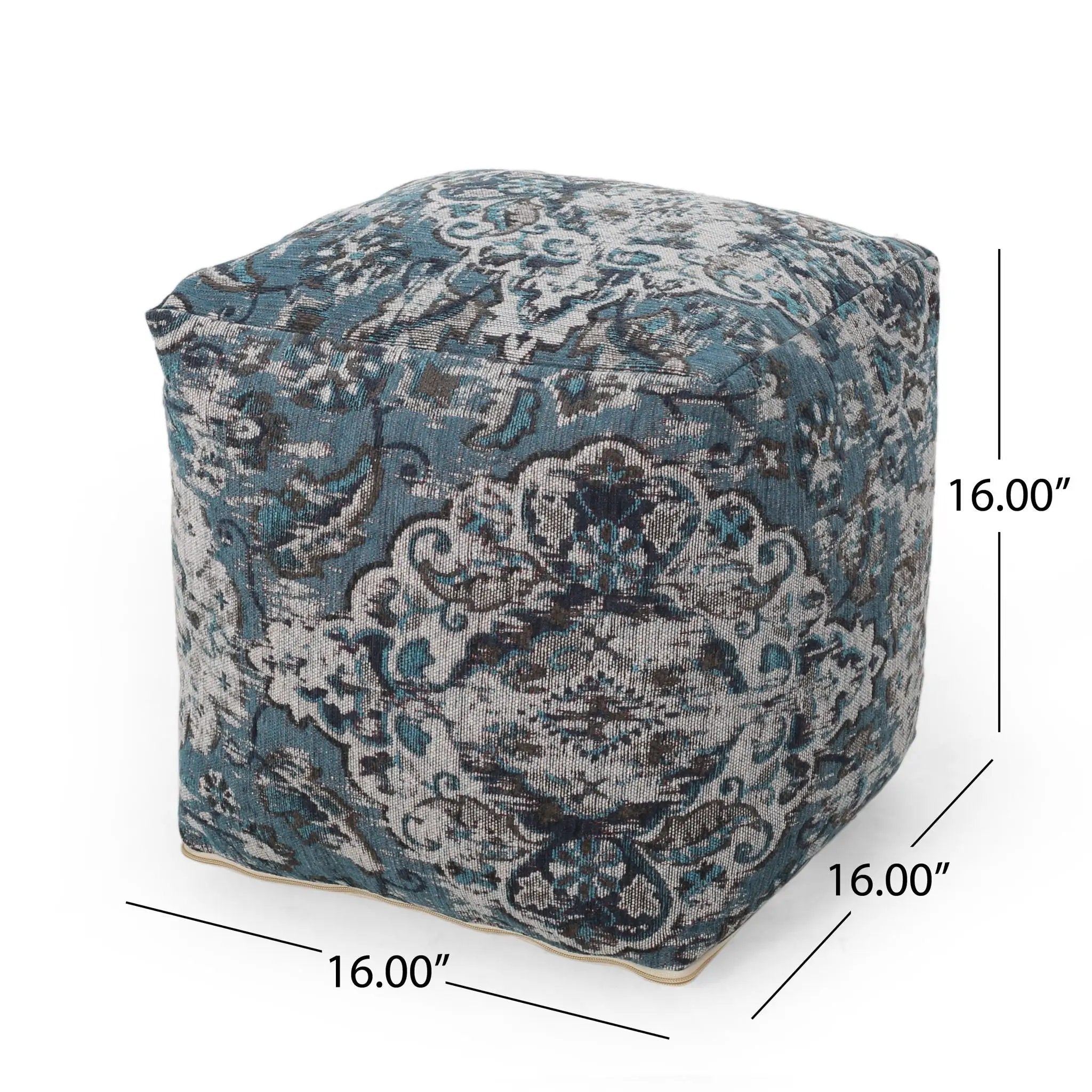 Anita - Square Pouf Ottoman And Floor Cushion - Blue by Unique Piece Furniture