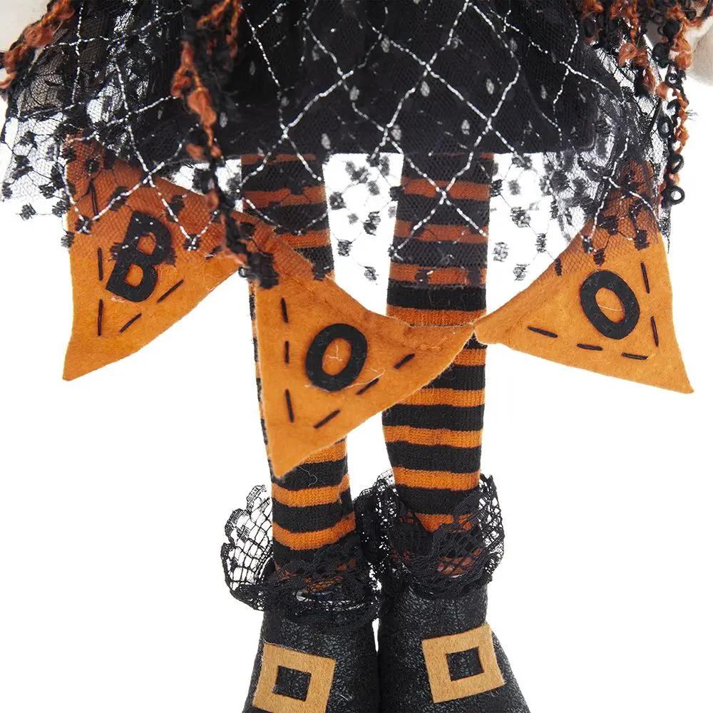Standing Gnome With Banner & Spring Body, For Halloween Decor - Black / Orange / White by Unique Piece Furniture