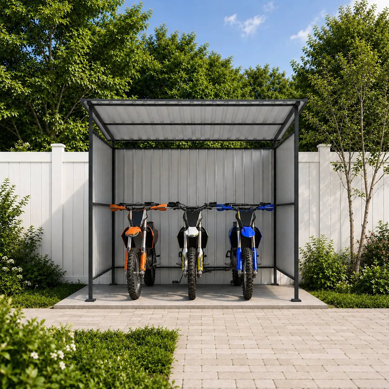 6x6FT Outdoor Pergola with Hardtop Roof, Lean-to Metal Shelter by HouseOfZazla