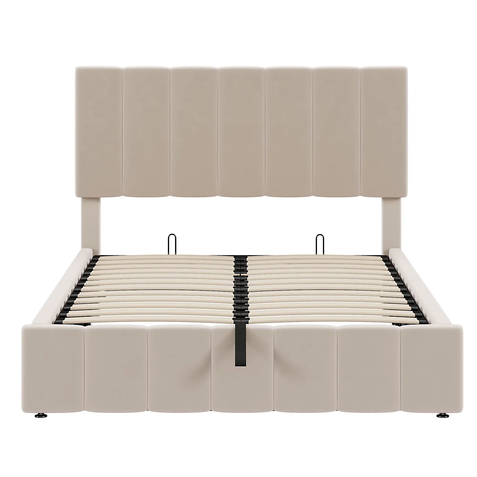Elegant Upholstered Platform Bed With Hydraulic Storage System by Unique Piece Furniture