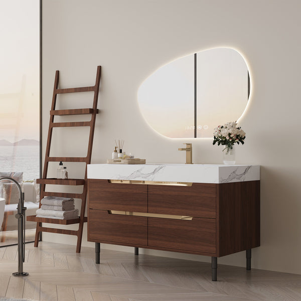 35.4" Farmhouse Free-standing Sintered Stone Bathroom Vanity with Undermount Sink